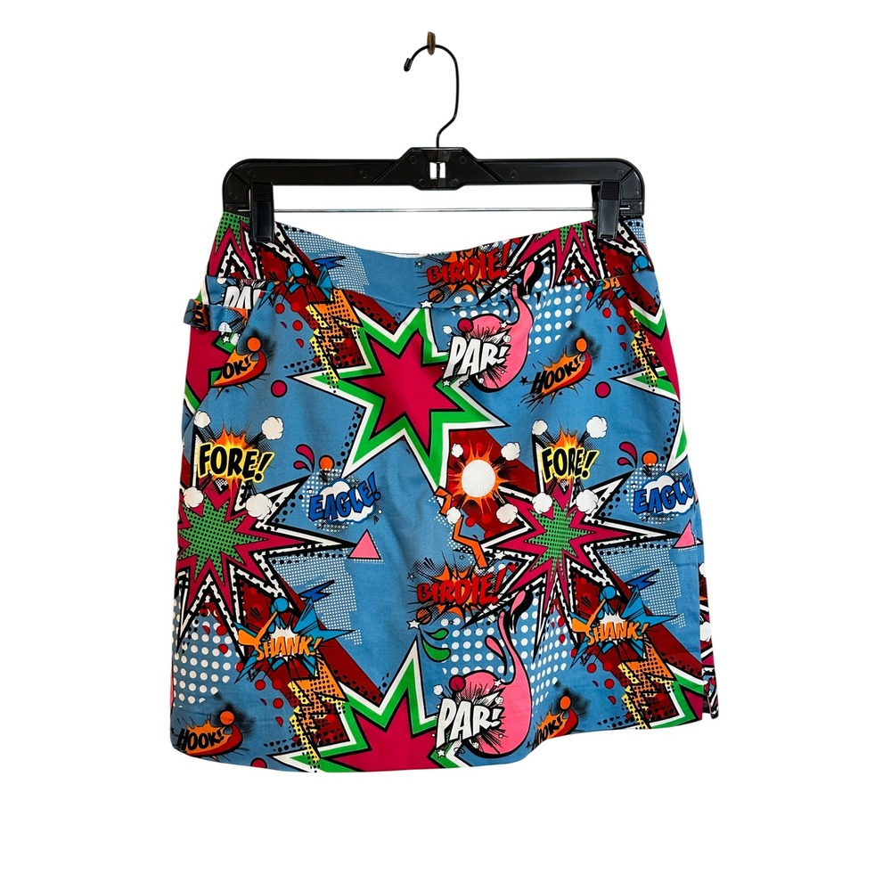 Royal & Awesome Partoon Golf Skort Skirt Size 6 Blue Red Pop Art Comic‎ Print